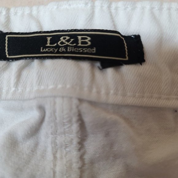Lucky & Blessed L&B Womens 24 White Distressed Straight Leg Stretch Jeans 44x32 - Picture 8 of 11